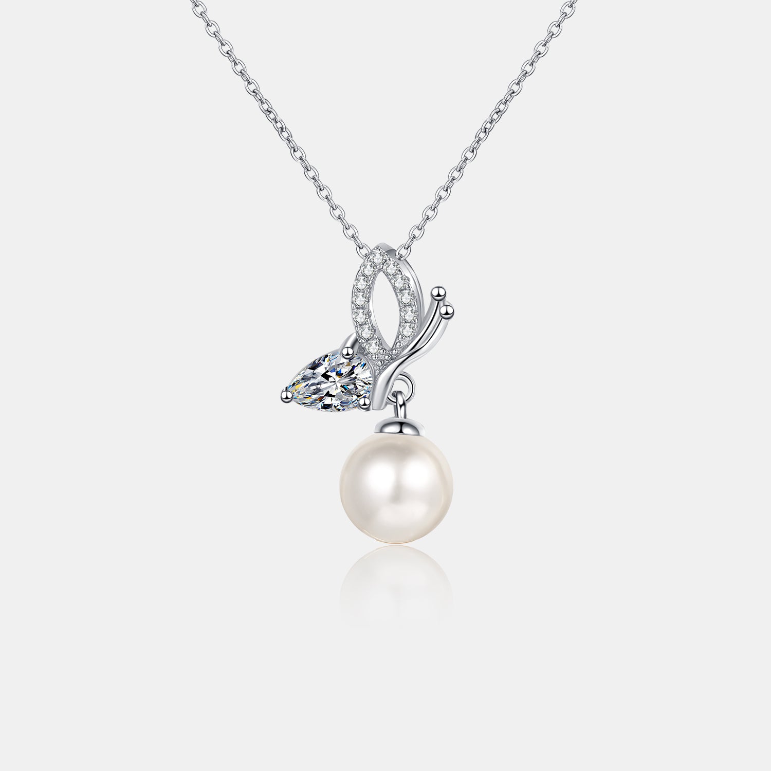 Natural Pearl Pendant Moissanite 925 Sterling Silver Necklace 