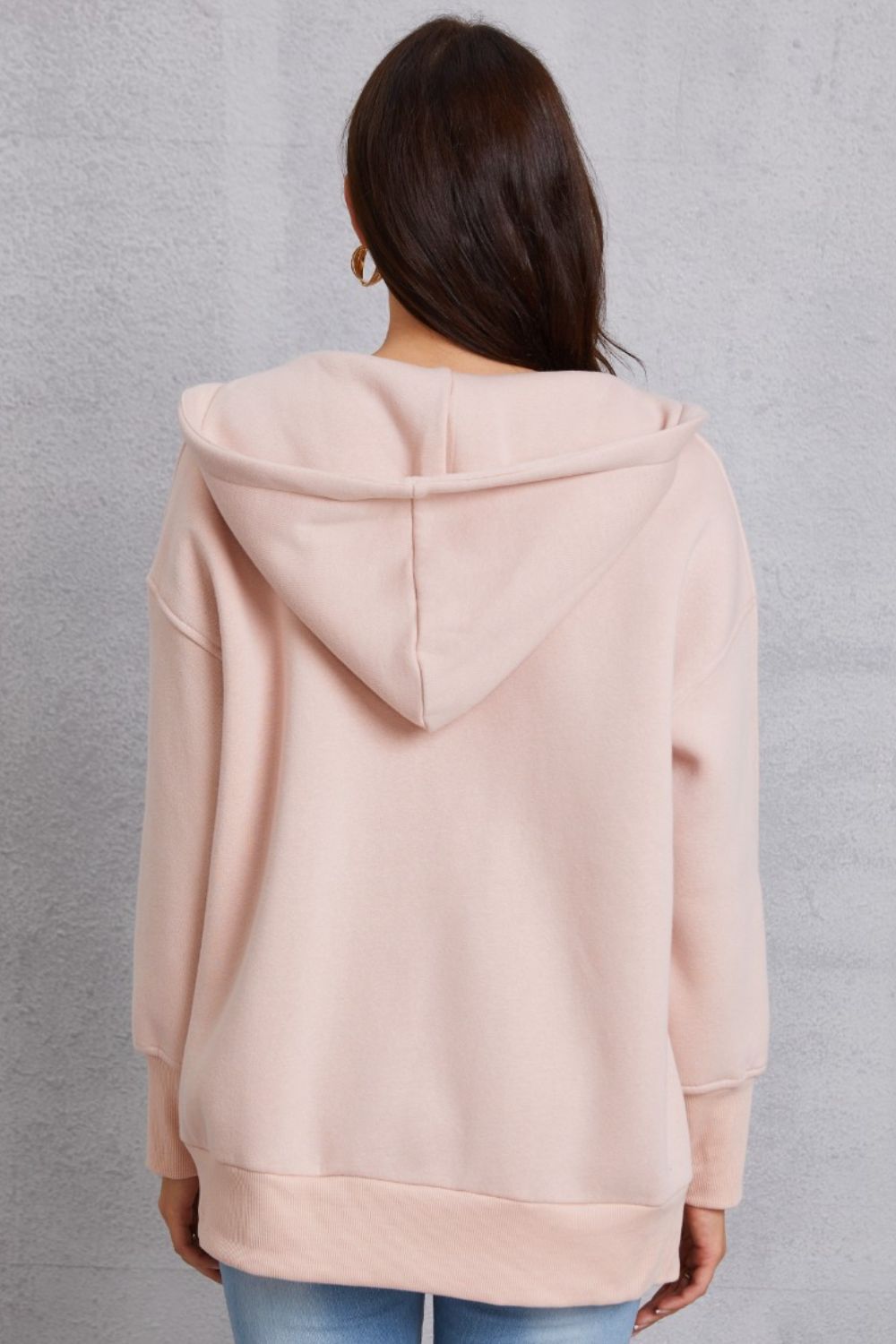 Snap Down Dropped Shoulder Hoodie 