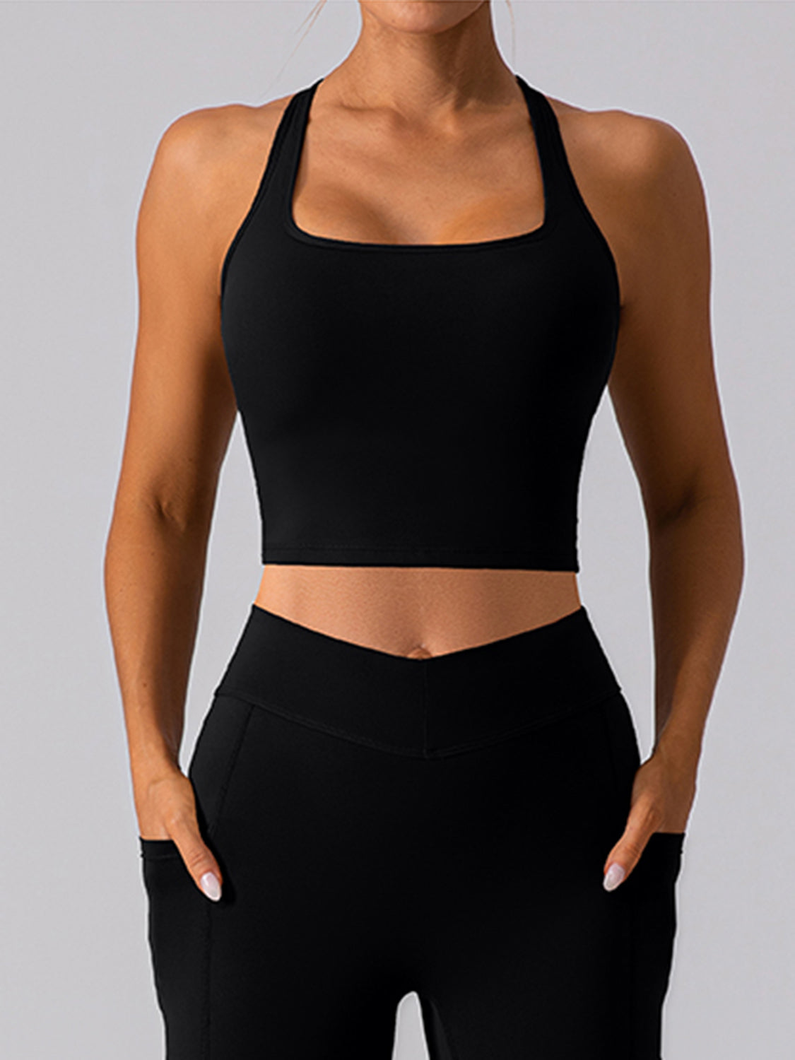 Square Neck Racerback Cropped Tank 