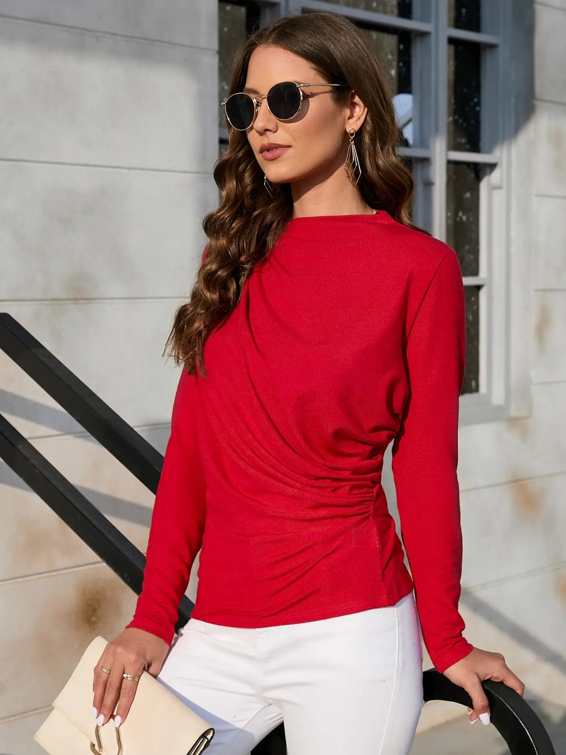 Ruched Long Sleeve T-Shirt 