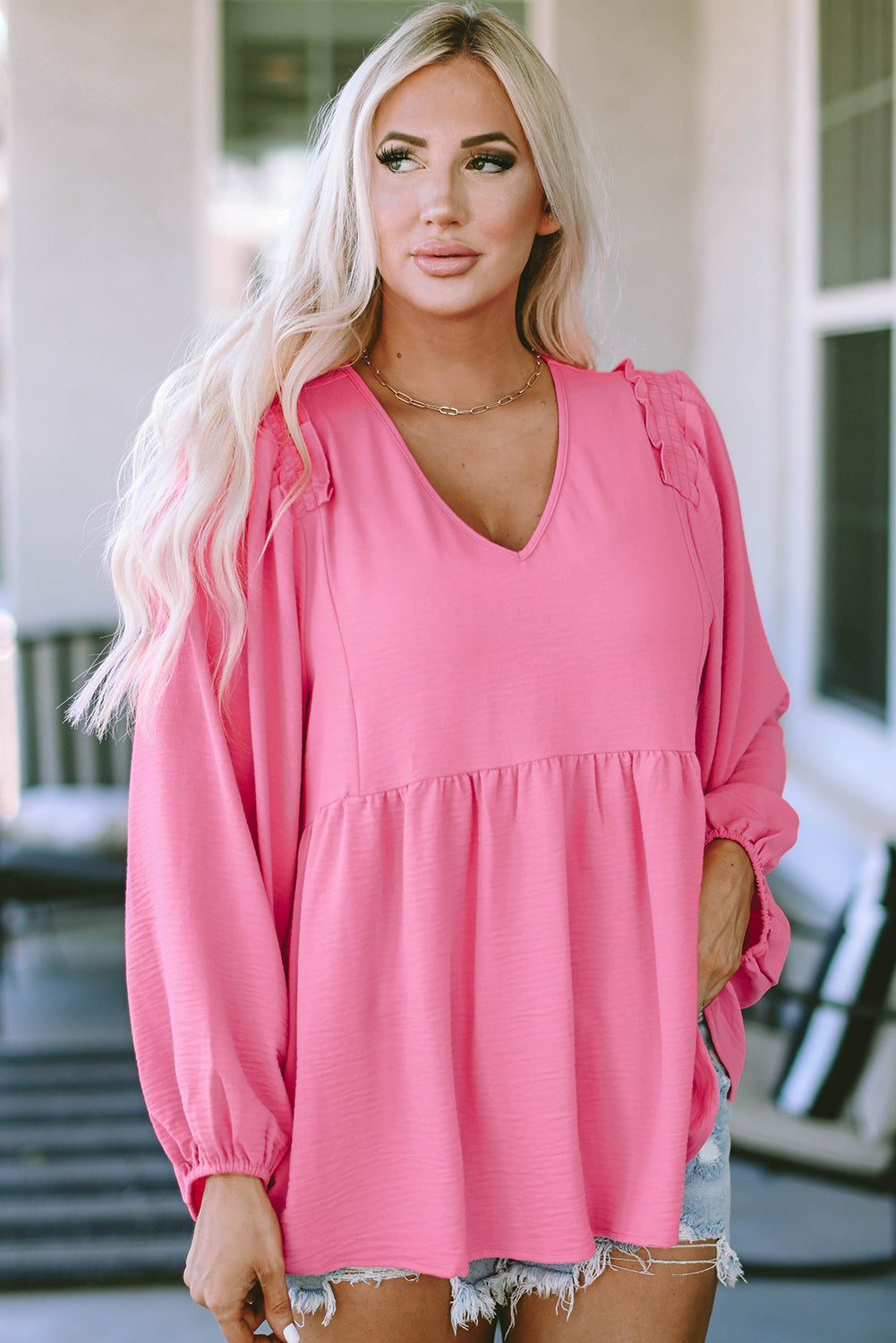 V-Neck Babydoll Top 