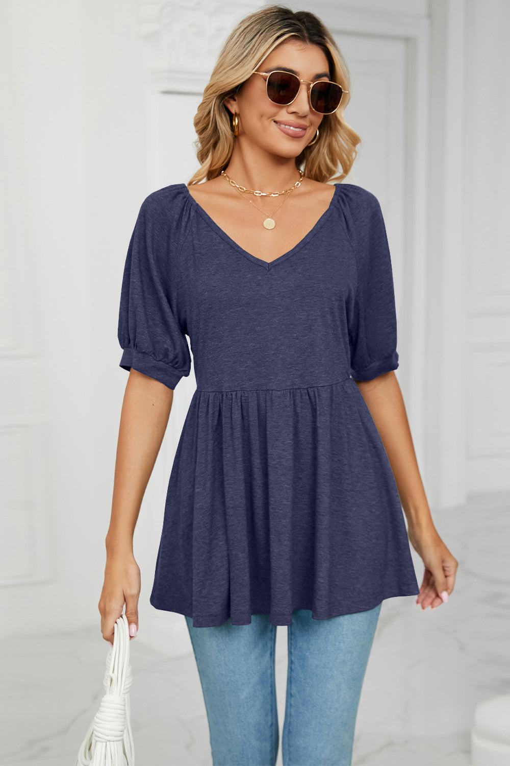 V-Neck Babydoll Top 