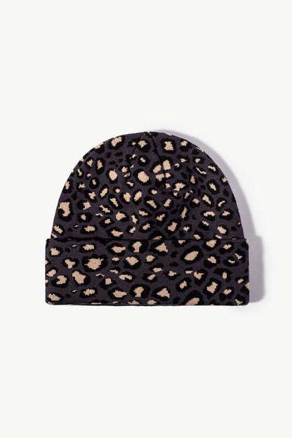 Leopard Pattern Cuffed Beanie 