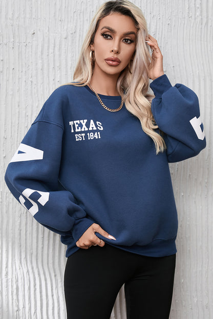 Letter Graphic Round Neck Dropped Shoulder Sweatshirt 