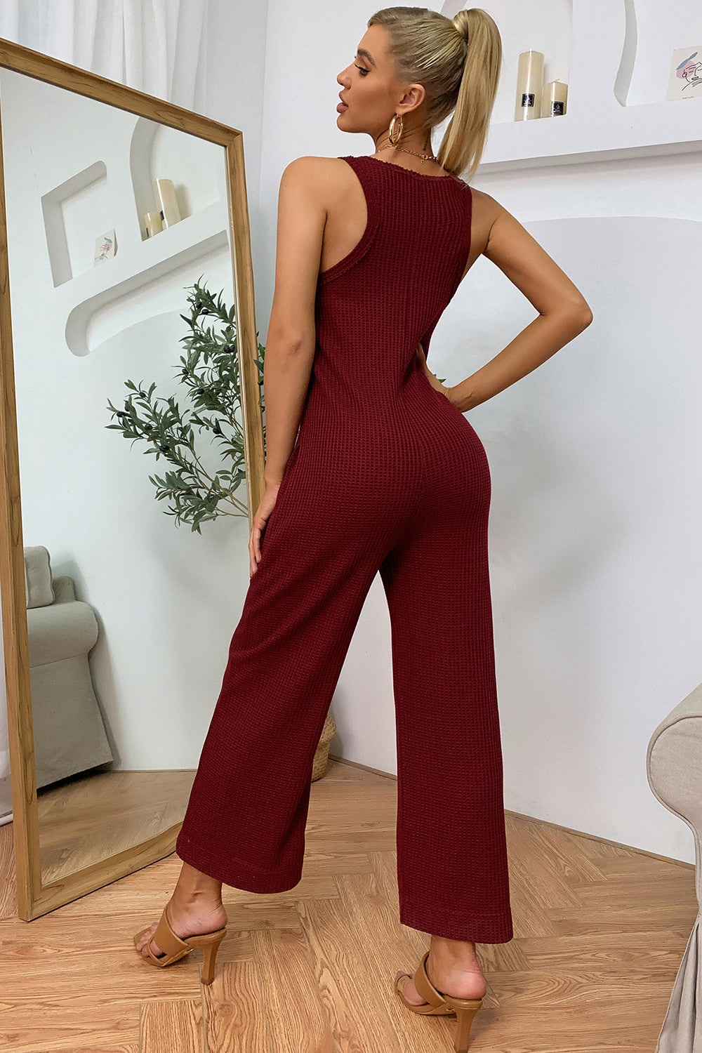 Sleeveless Straight Leg Jumpsuit 