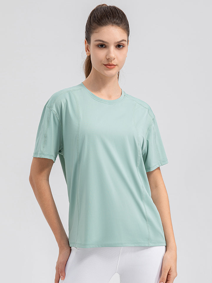 Round Neck Short Sleeve Active Top 