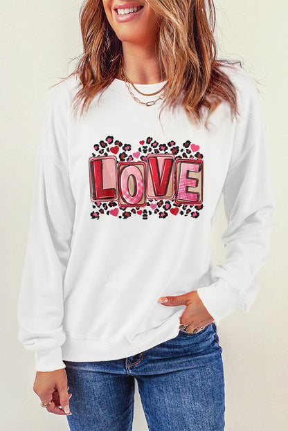 LOVE Round Neck Dropped Shoulder Sweatshirt 