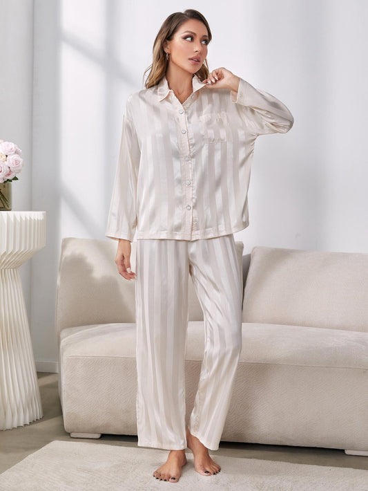 Button-Up Shirt and Pants Pajama Set 