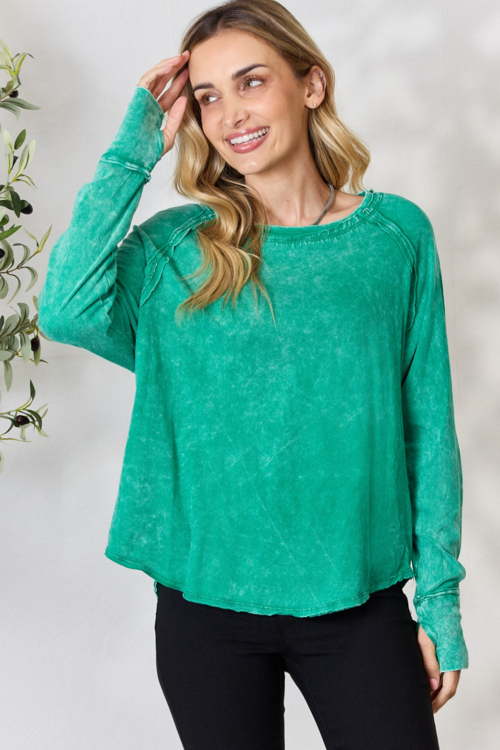 Zenana Round Neck Long Sleeve Top 