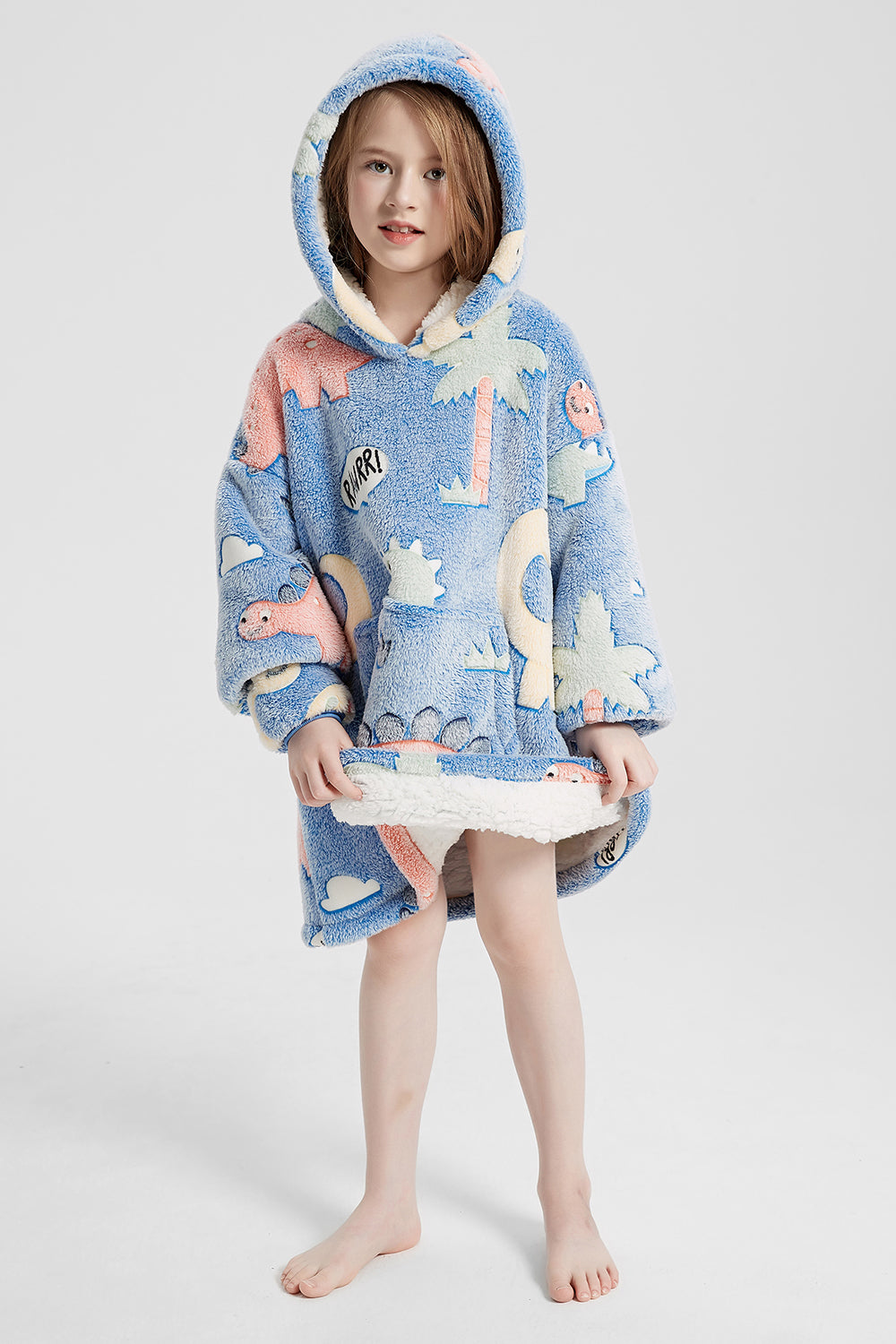 Luminous Pattern Oversize Long Sleeve Fuzzy Hoodie 