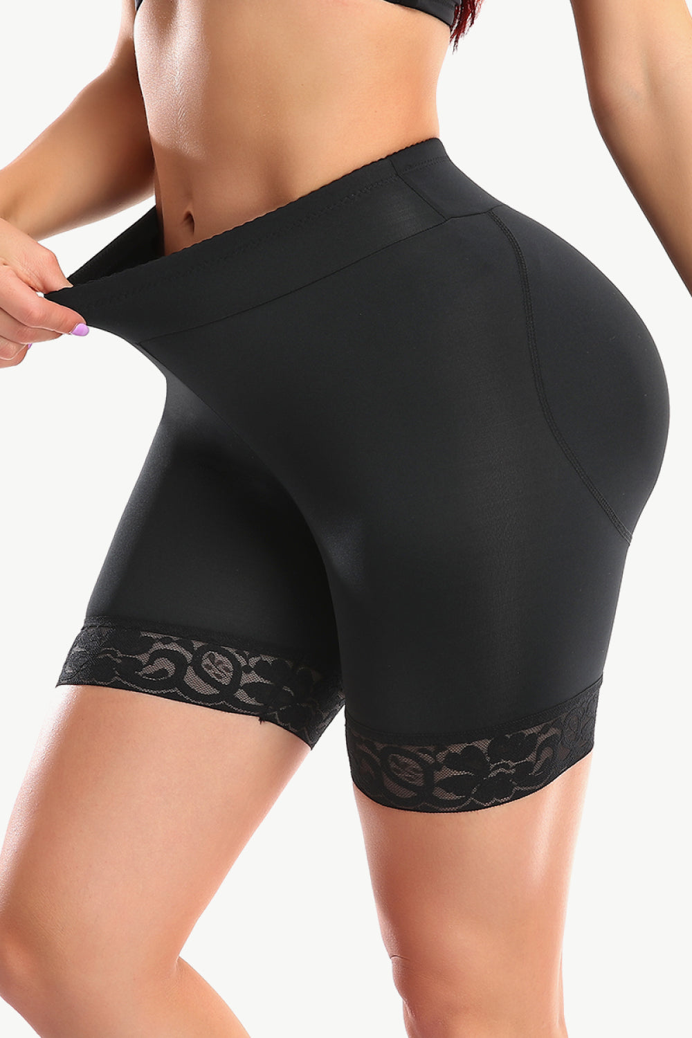 Full Size Lace Trim Lifting Pull-On Shaping Shorts 