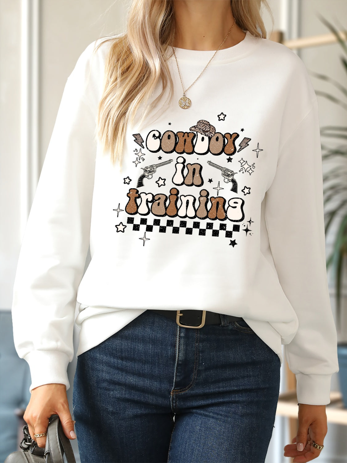 COWBOY IN TRAINING Round Neck Sweatshirt 