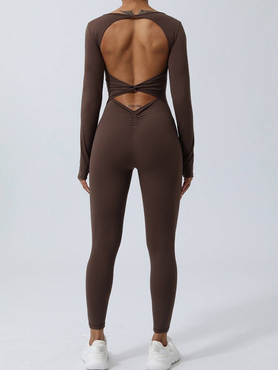 Twisted Backless Long Sleeve Jumpsuit 