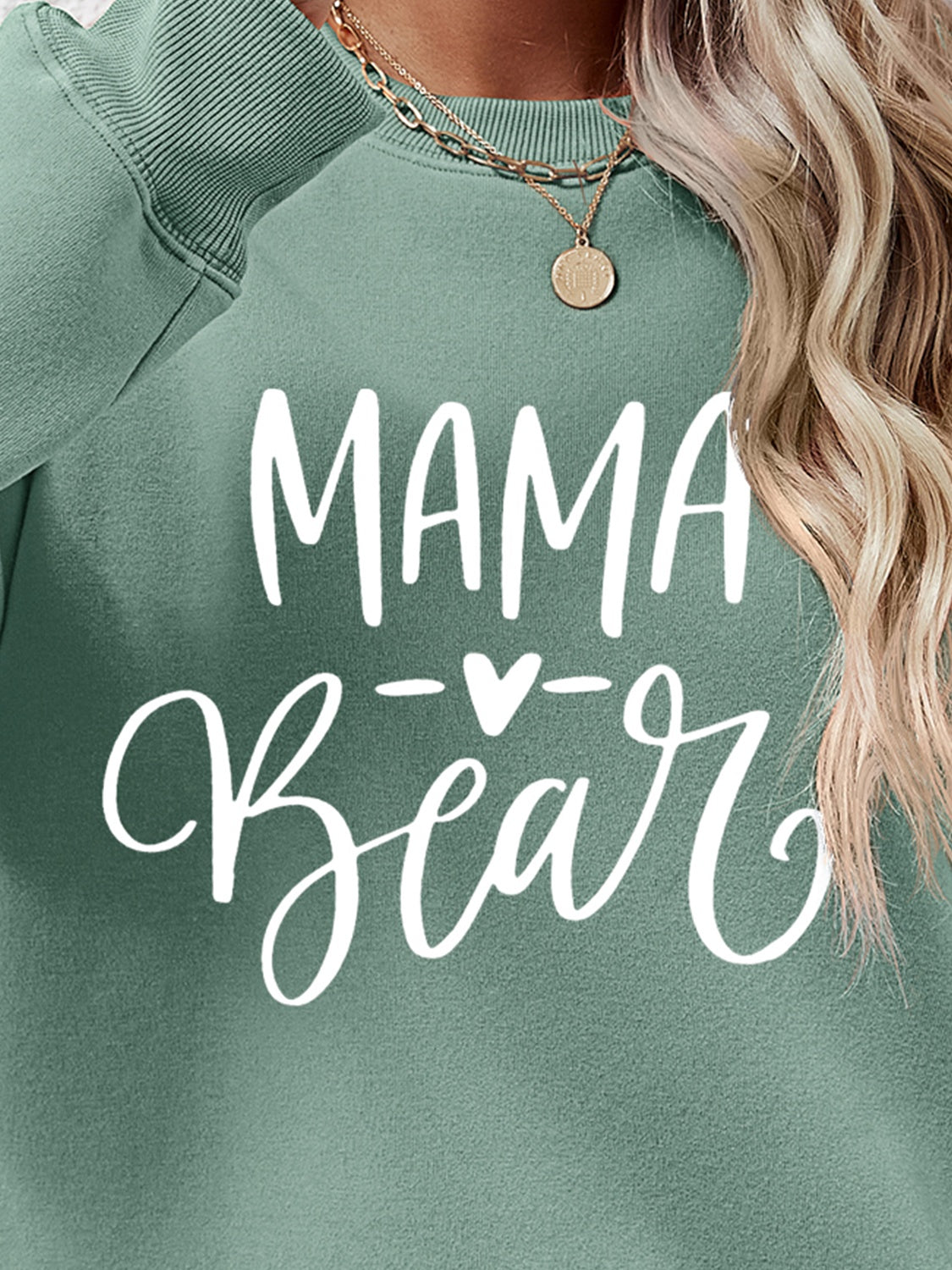 Letter Graphic Round Neck Long Sleeve Sweatshirt 