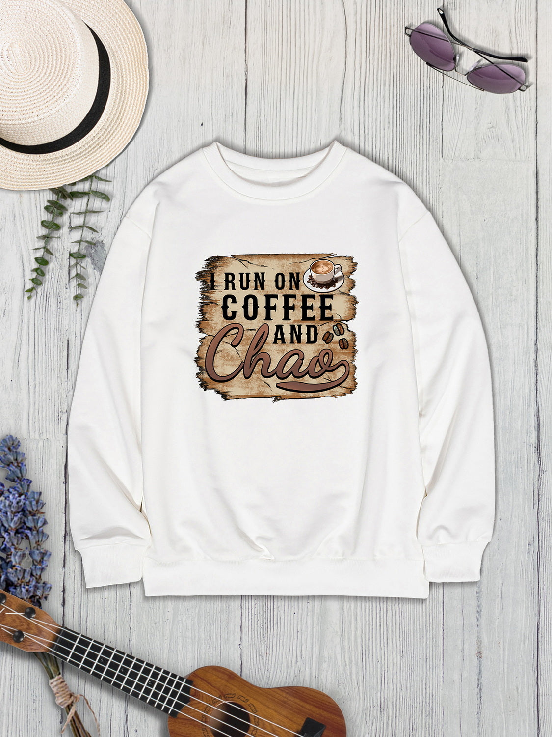 Letter Graphic Round Neck Sweatshirt 