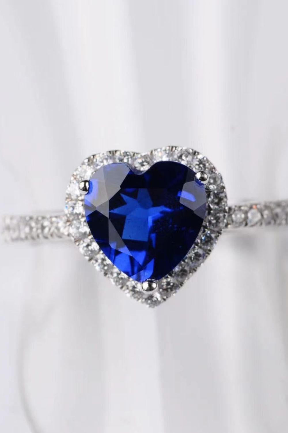 2 Carat Moissanite Heart-Shaped Side Stone Ring 