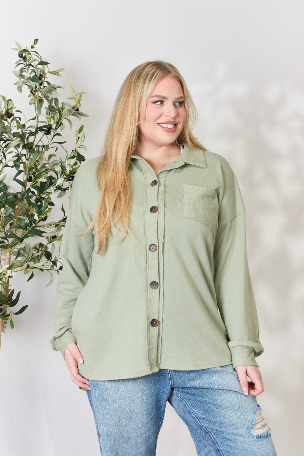 Heimish Full Size Button Down Long Sleeve Shirt 