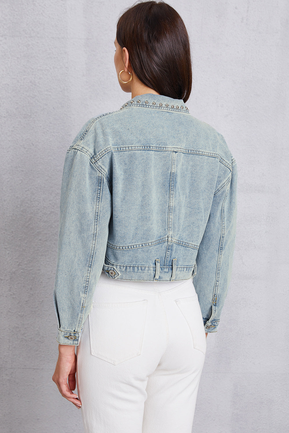 Studded Dropped Shoulder Denim Jacket 