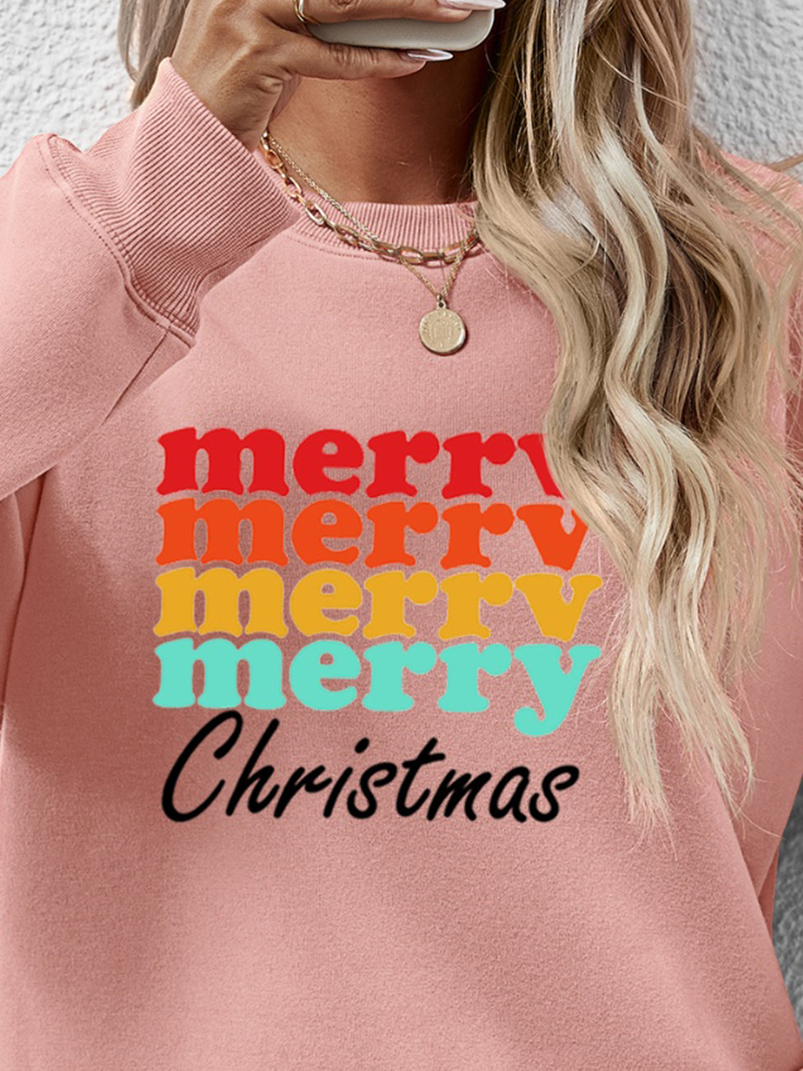 MERRY CHRISTMAS Graphic Long Sleeve Sweatshirt 