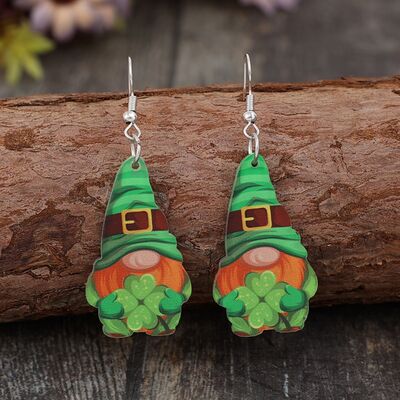 Wooden Alloy Dangle Earrings 