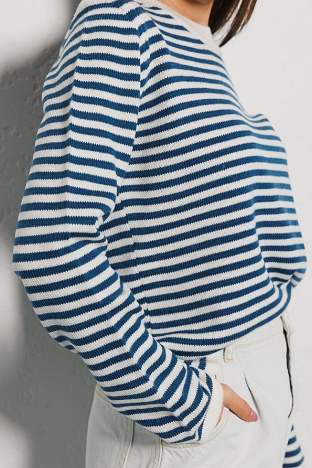 Striped Round Neck Long Sleeve Sweater 