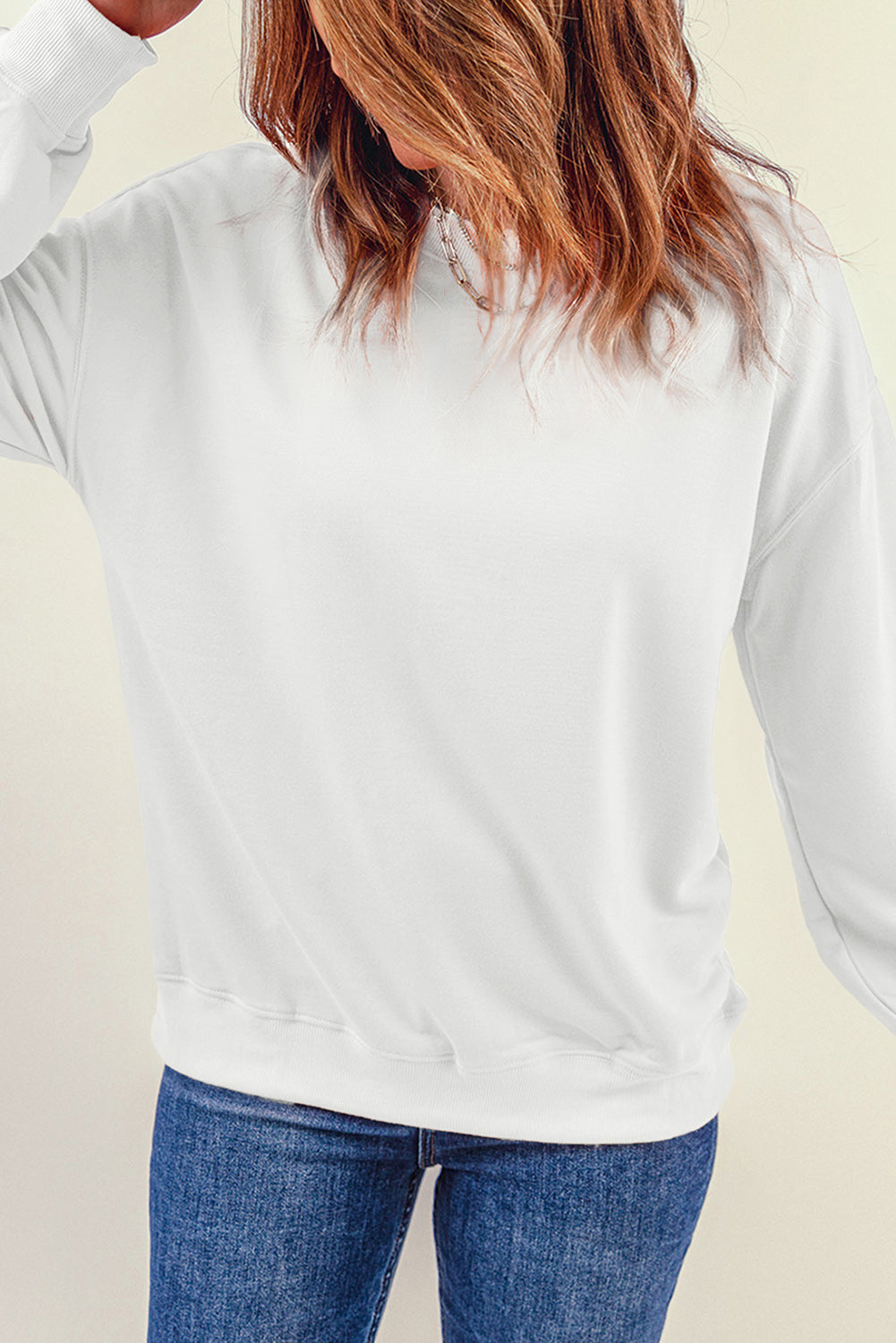 Round Neck Dropped Shoulder Sweatshirt 