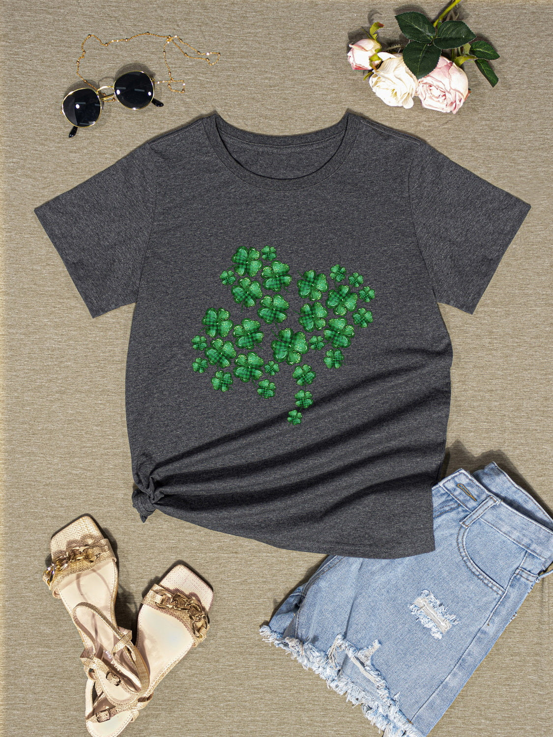 Lucky Clover Round Neck T-Shirt 