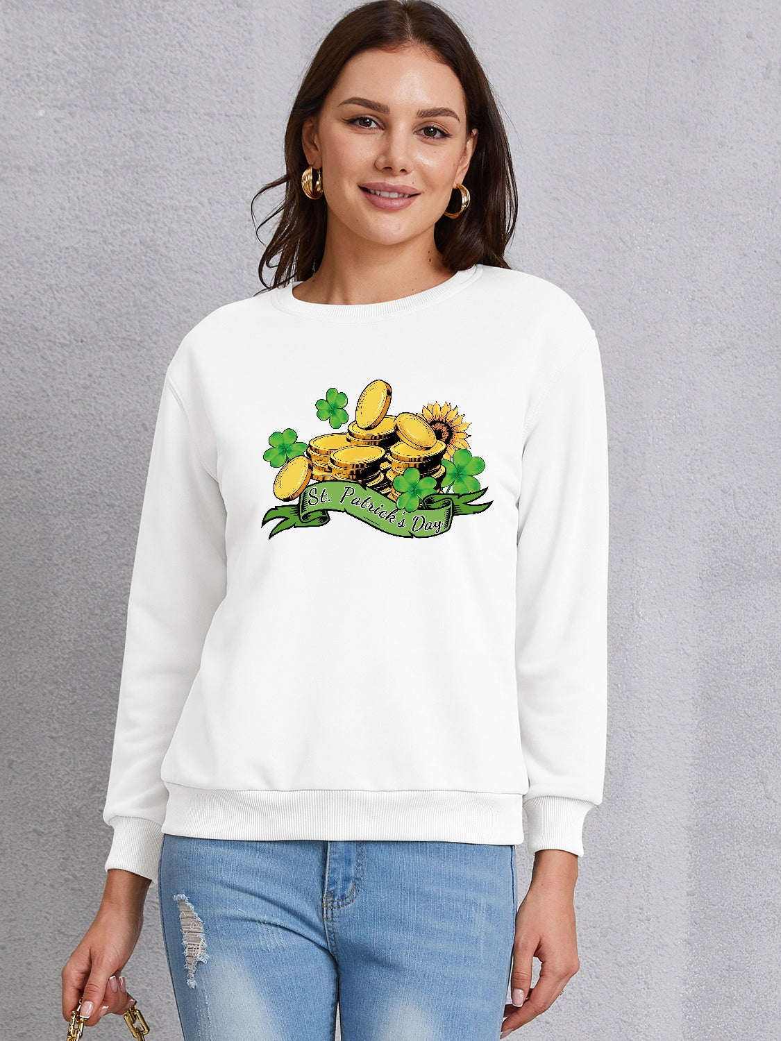 ST. PATRICK'S DAY Graphic Round Neck Sweatshirt 