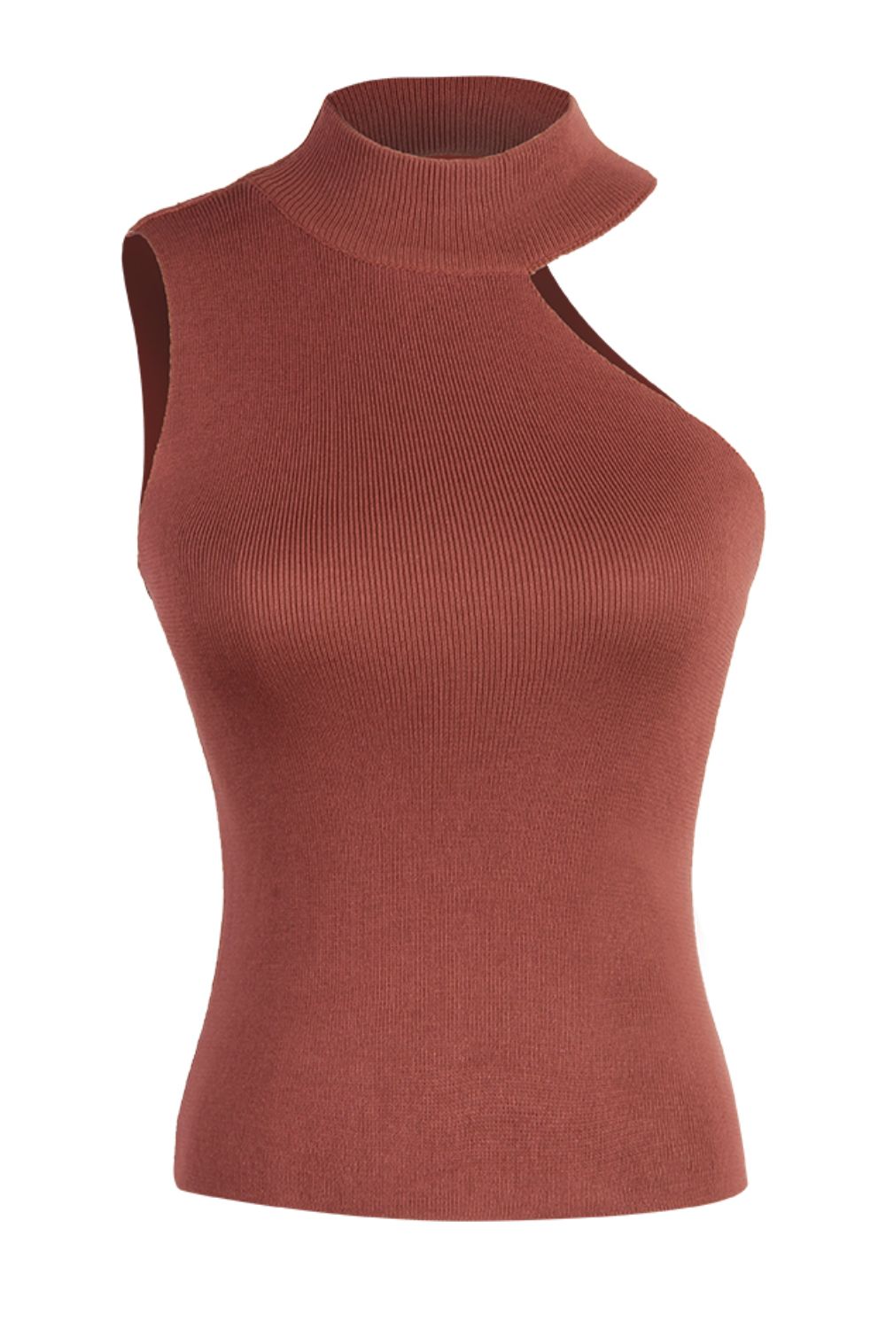 Asymmetrical Sleeveless Rib-Knit Top 