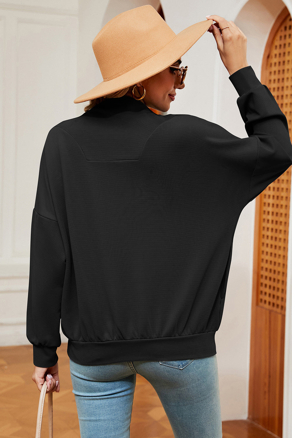 Half Zip Dropped Shoulder Sweatshirt 