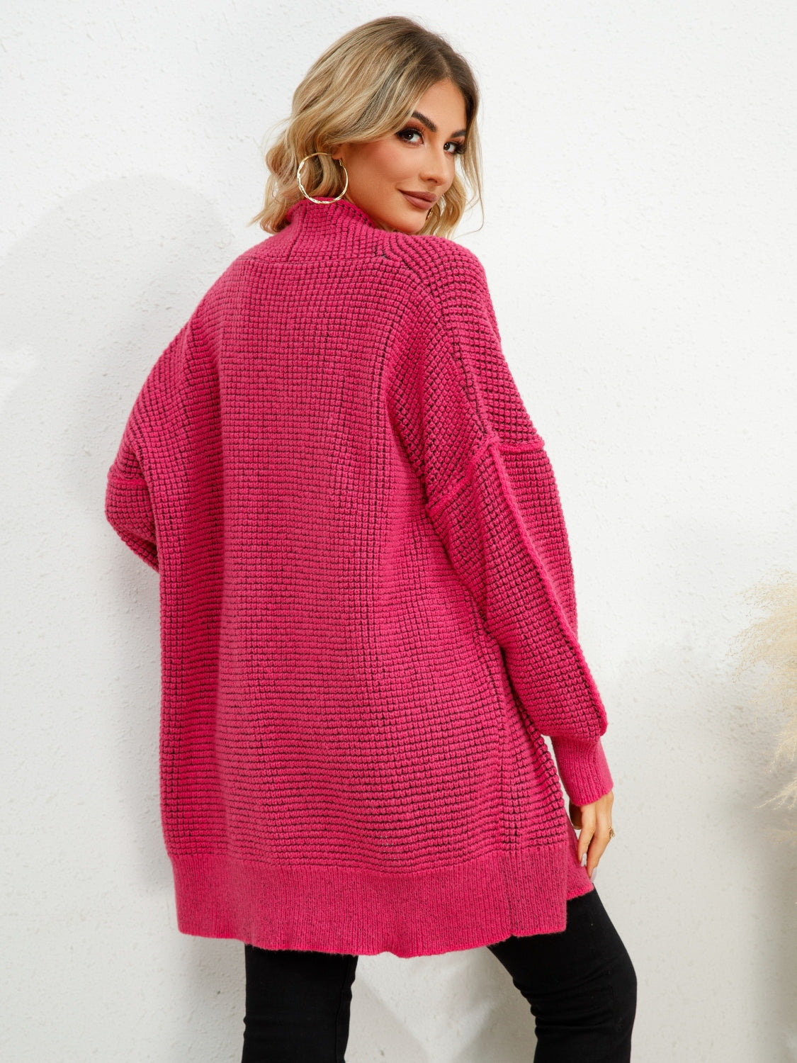 Open Front Dropped Shoulder Cardigan 