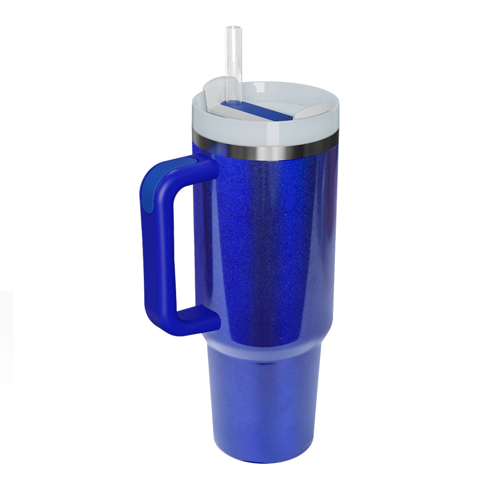 Stainless Steel Tumbler with Handle and Straw 