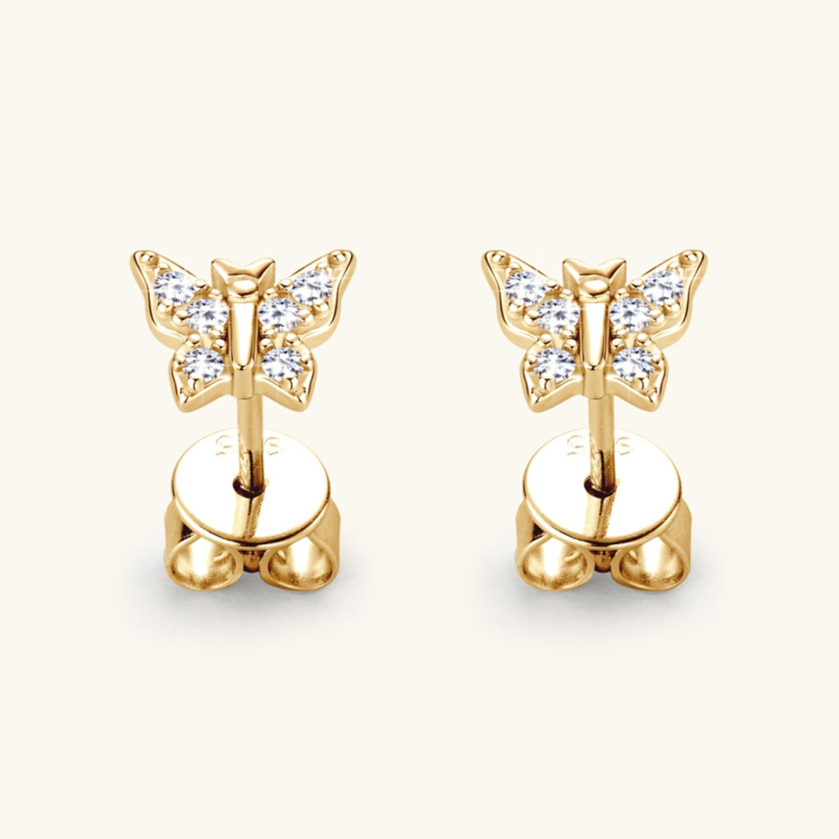 Moissanite 925 Sterling Silver Butterfly Stud Earrings 