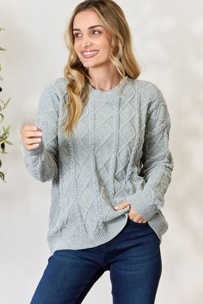 BiBi Cable Knit Round Neck Sweater 