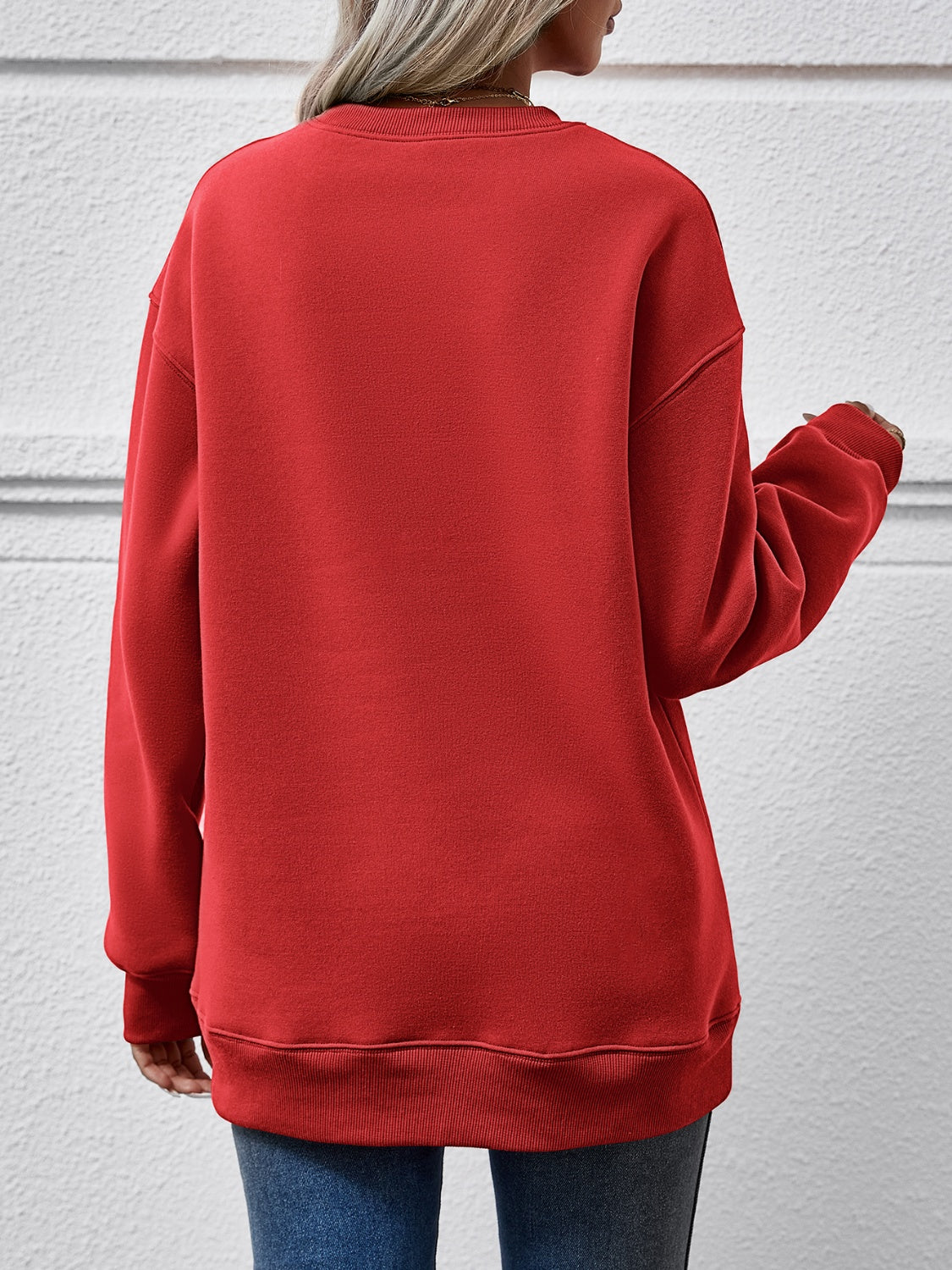 Graphic Round Neck Dropped Shoulder Sweatshirt 