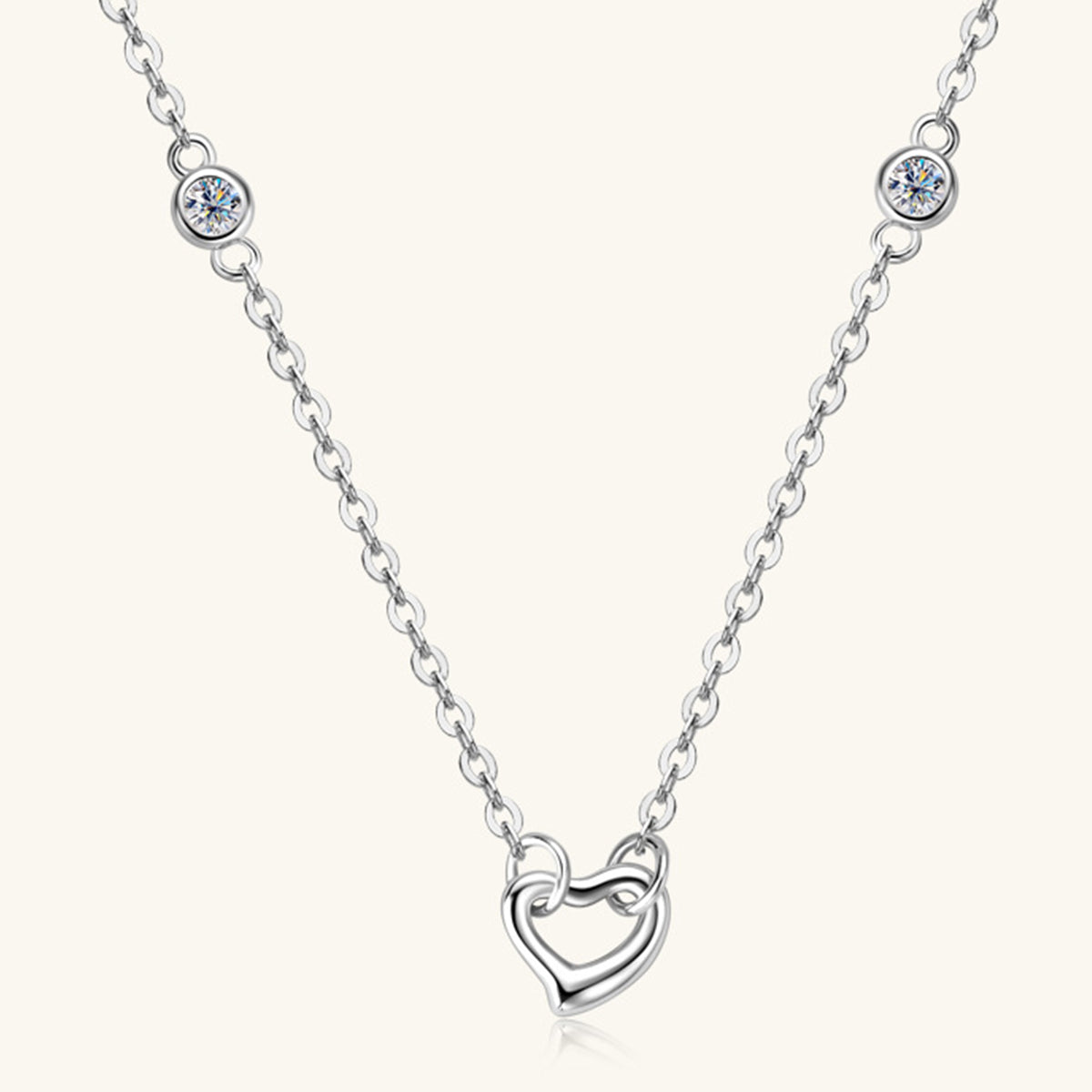 Moissanite 925 Sterling Silver Heart Necklace 