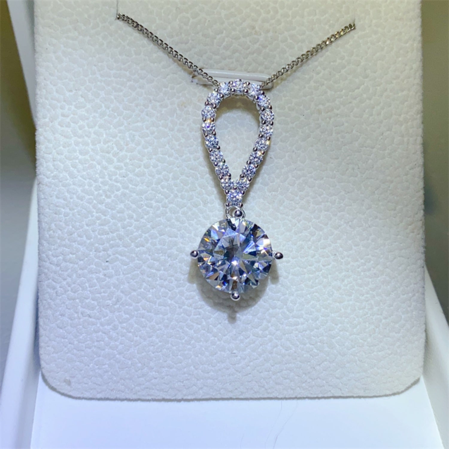 5 Carat Moissanite 925 Sterling Silver Teardrop Necklace 