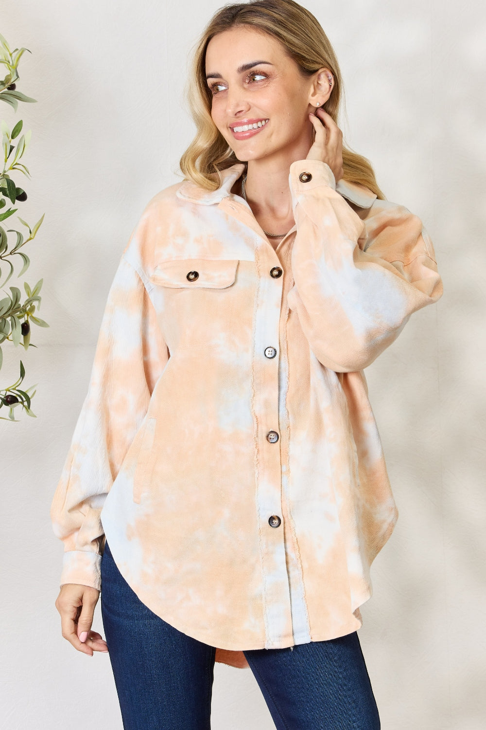 BiBi Tie Dye Button Down Long Sleeve Shirt 