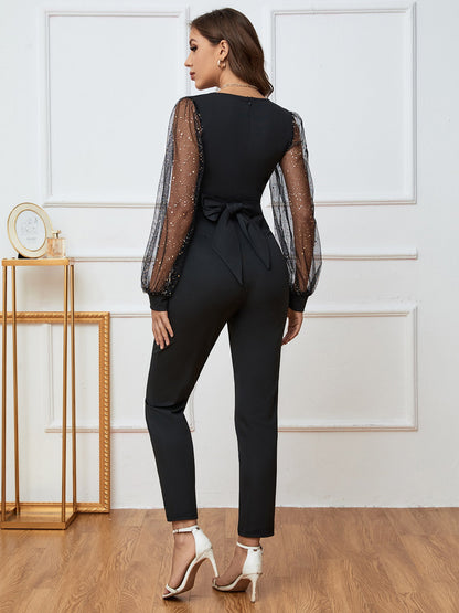 Plunge Long Sleeve Jumpsuit 