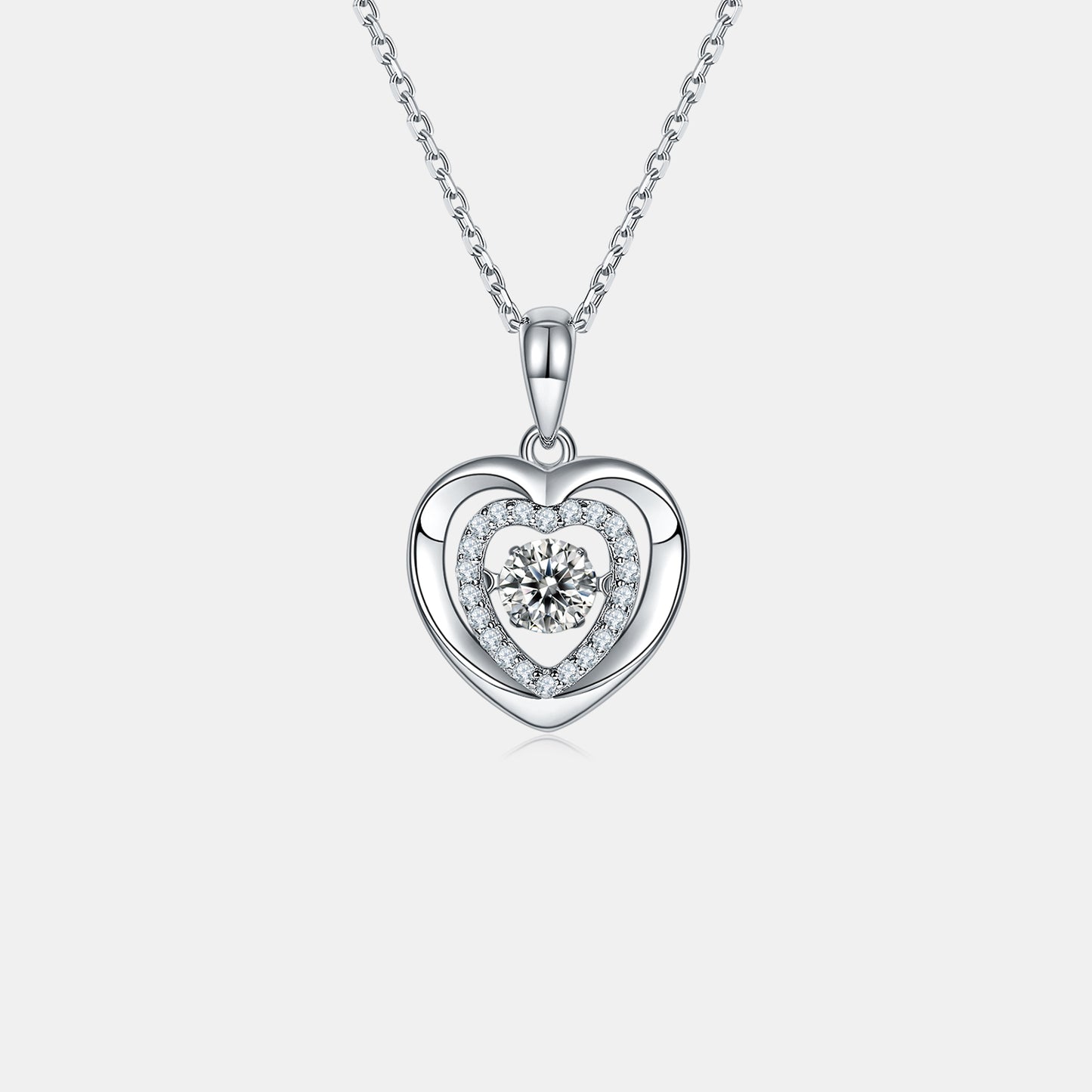 Moissanite 925 Sterling Silver Heart Necklace 