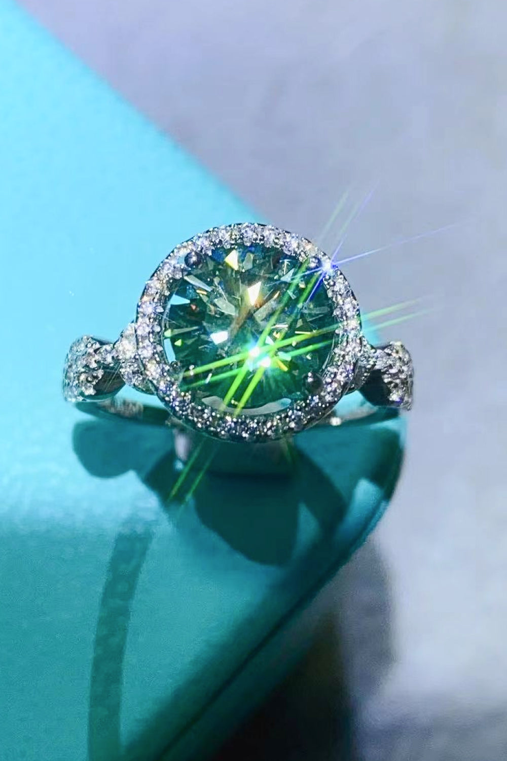 2 Carat Moissanite Emerald Green Ring 