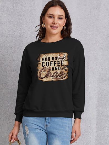 Letter Graphic Round Neck Sweatshirt 