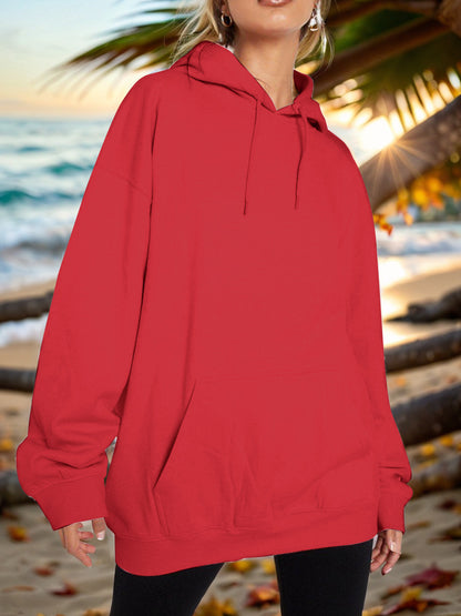 Drawstring Dropped Shoulder Hoodie