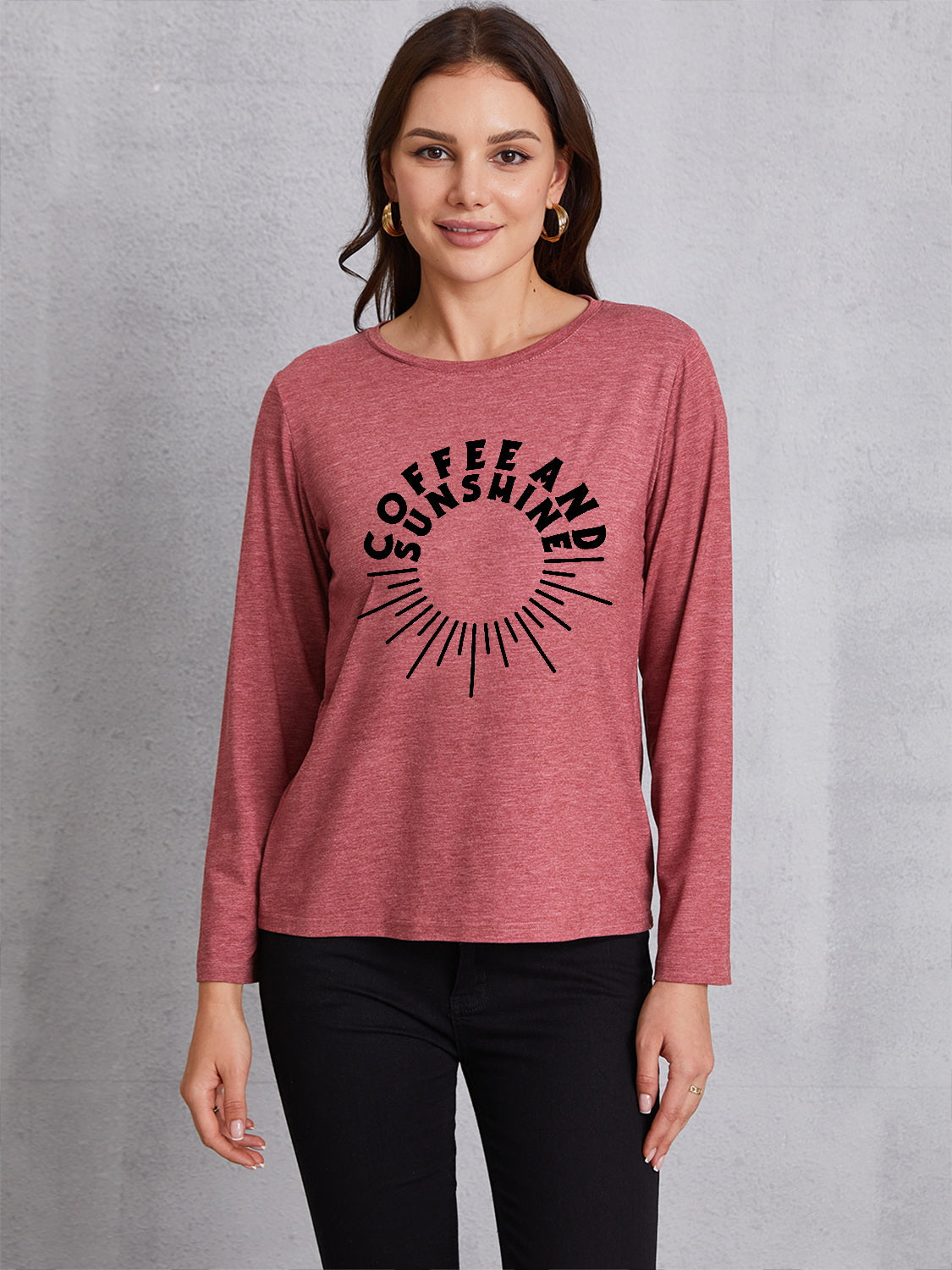 COFFEE AND SUNSHINE Round Neck Long Sleeve T-Shirt 