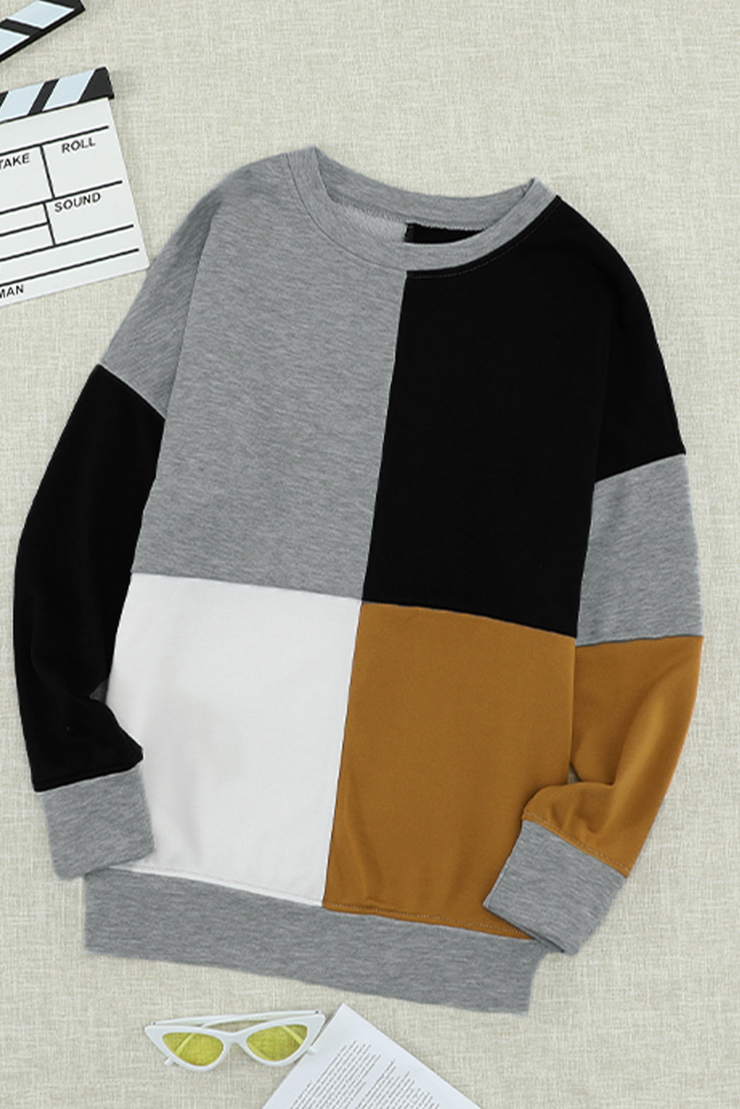 Color Block Round Neck Sweatshirt 