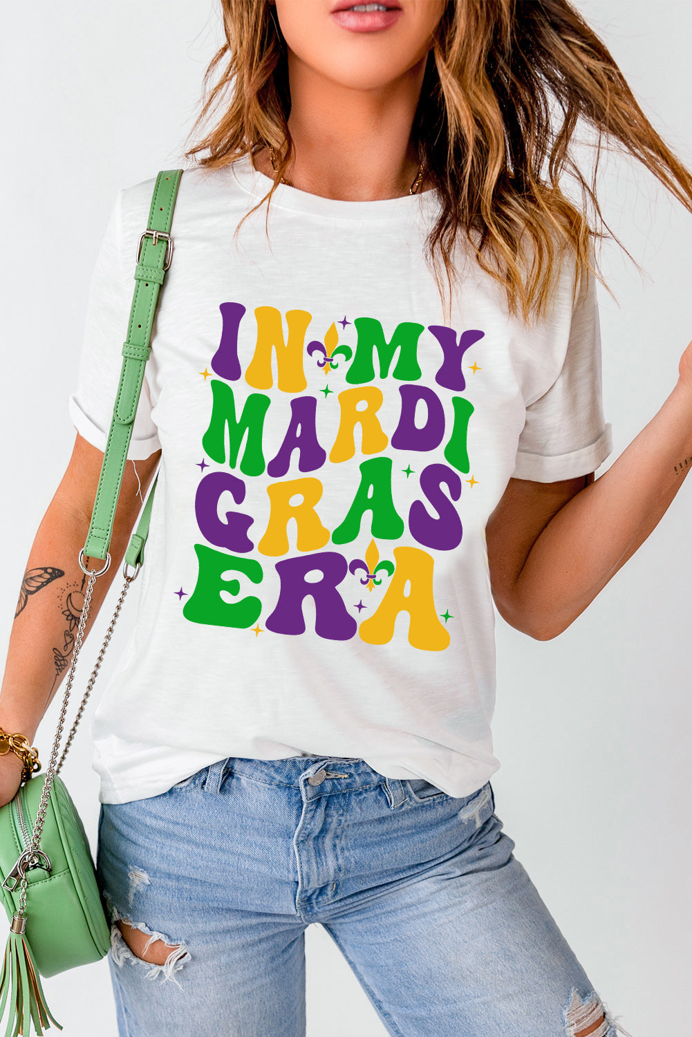 IN MY MARDI GRAS ERA Round Neck T-Shirt - Babbazon Camisole