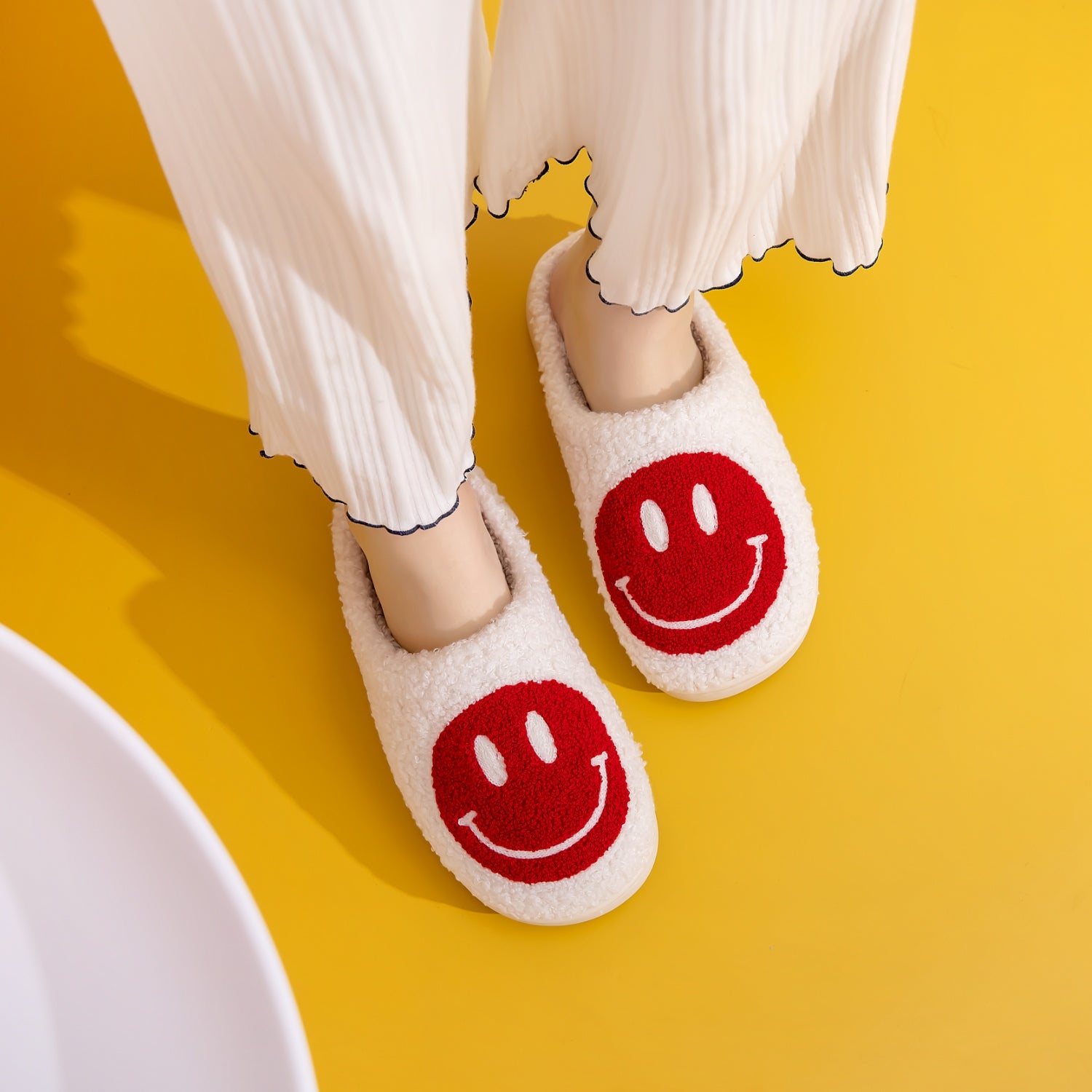 Melody Smiley Face Cozy Slippers 