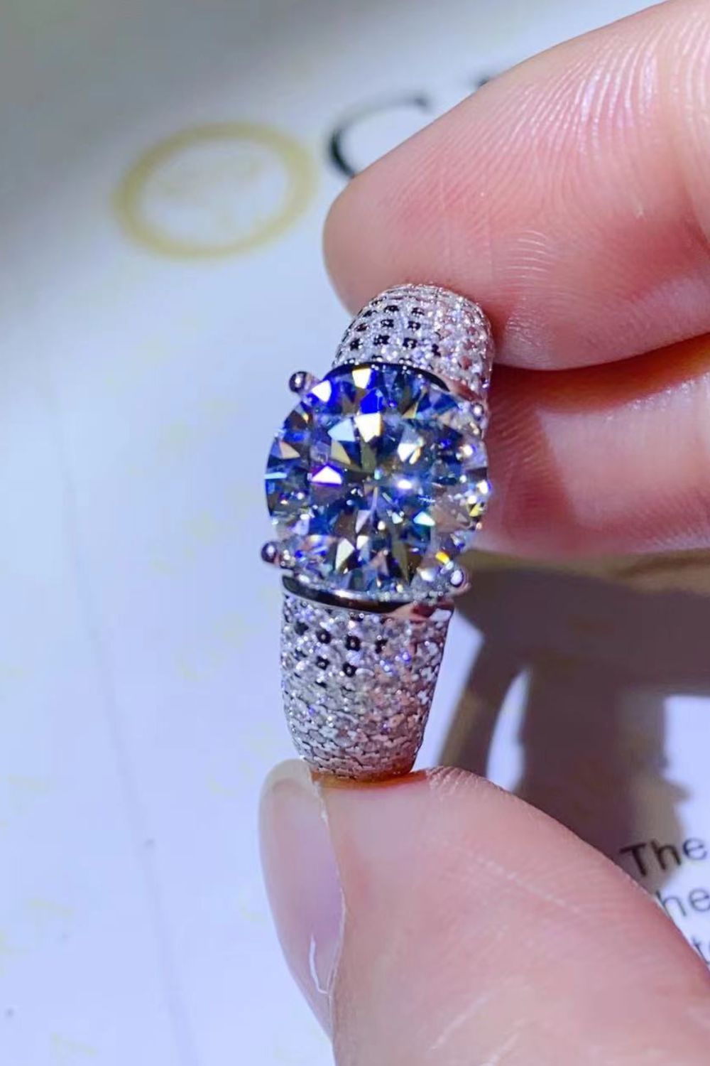 3 Carat Moissanite Side Stone Ring 