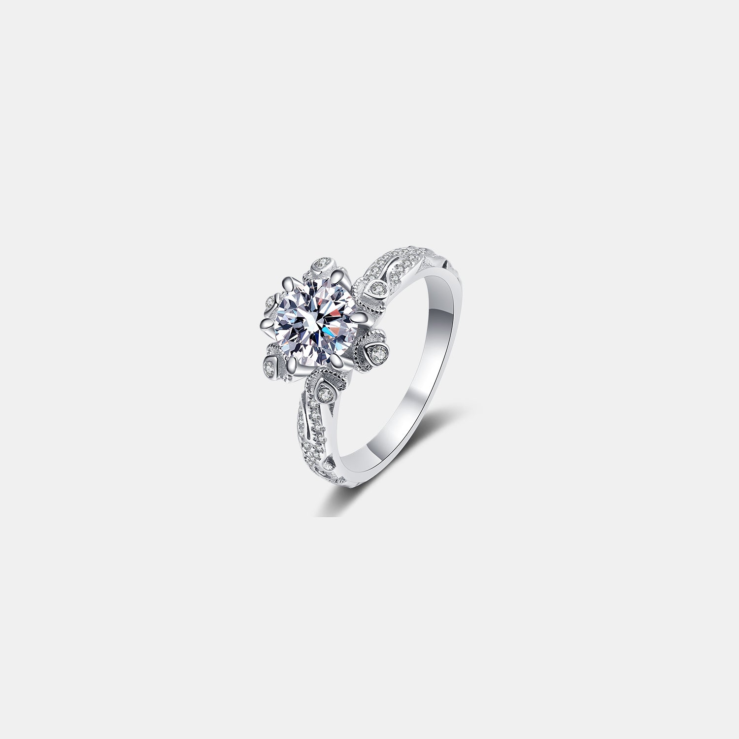 1 Carat Moissanite 925 Sterling Silver Ring 