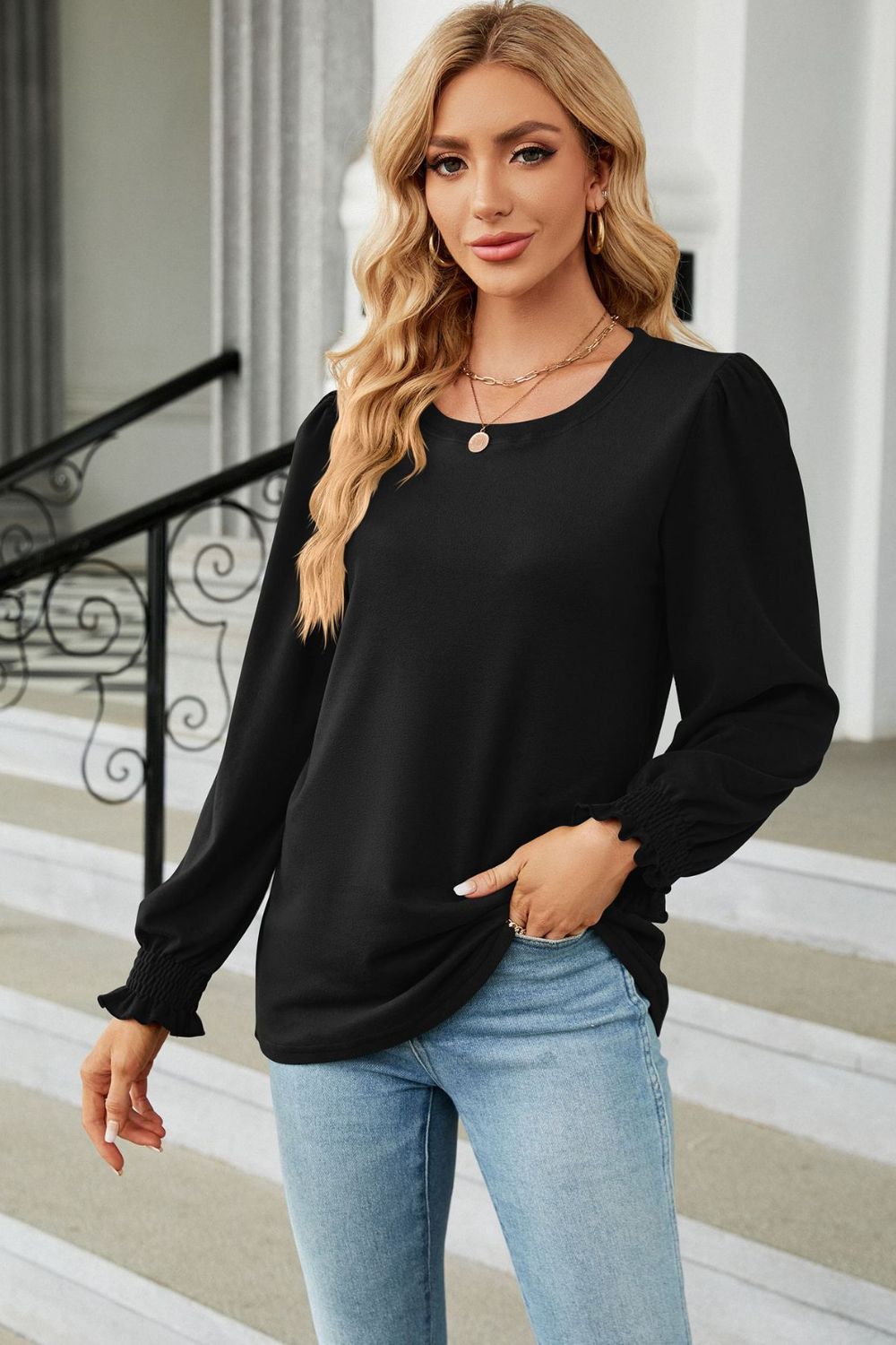 Round Neck Long Sleeve T-Shirt